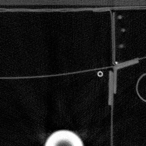 Axial slice 192 of 512 of a real industrial CT volume of an airframe section, drawn from its raw 16-bit samples.